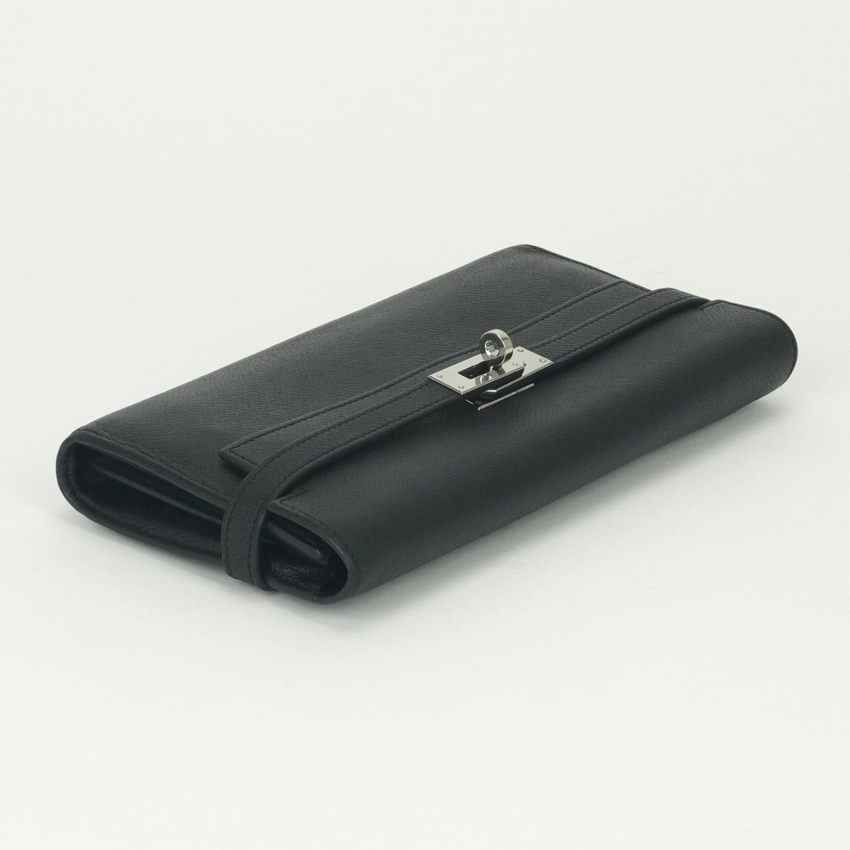 Hermes Kelly Wallet Epsom Noir Black Silver Veau