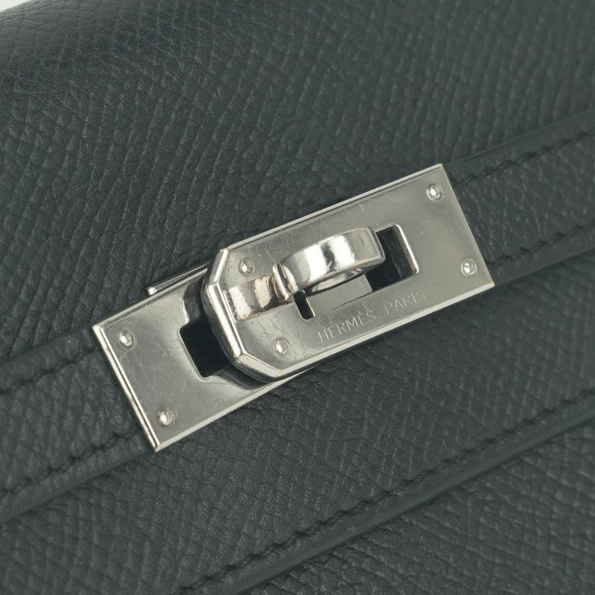 Hermes Kelly Wallet Epsom Noir Black Silver Veau