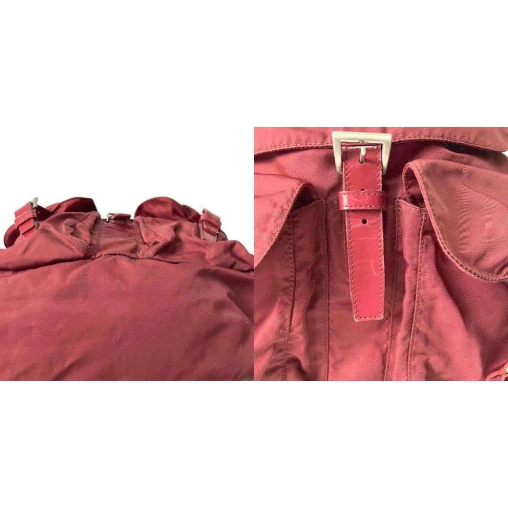 Prada Backpack Sac Nylon Triangle Plate Red