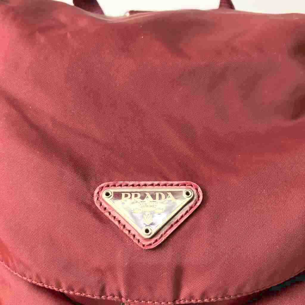 Prada Backpack Sac Nylon Triangle Plate Red