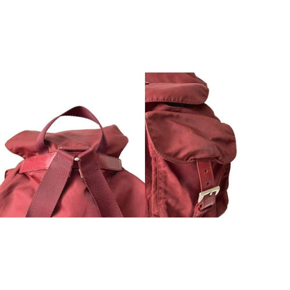 Prada Backpack Sac Nylon Triangle Plate Red