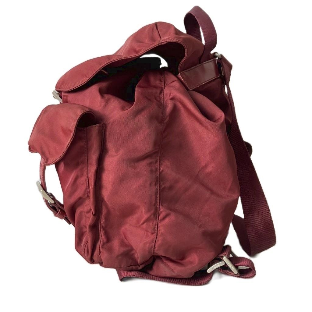 Prada Backpack Sac Nylon Triangle Plate Red