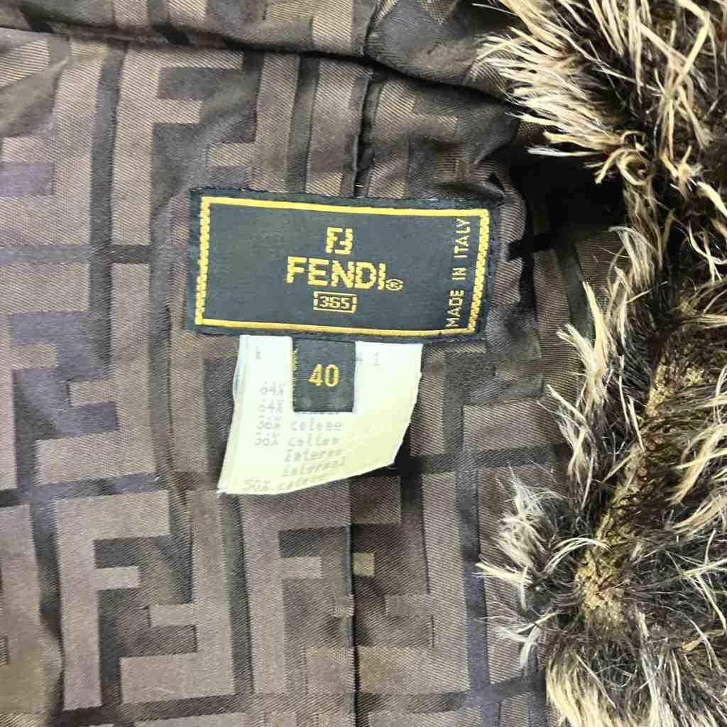Fendi Mohair Blend Coat Vintage Lining Zucca 40 Beige