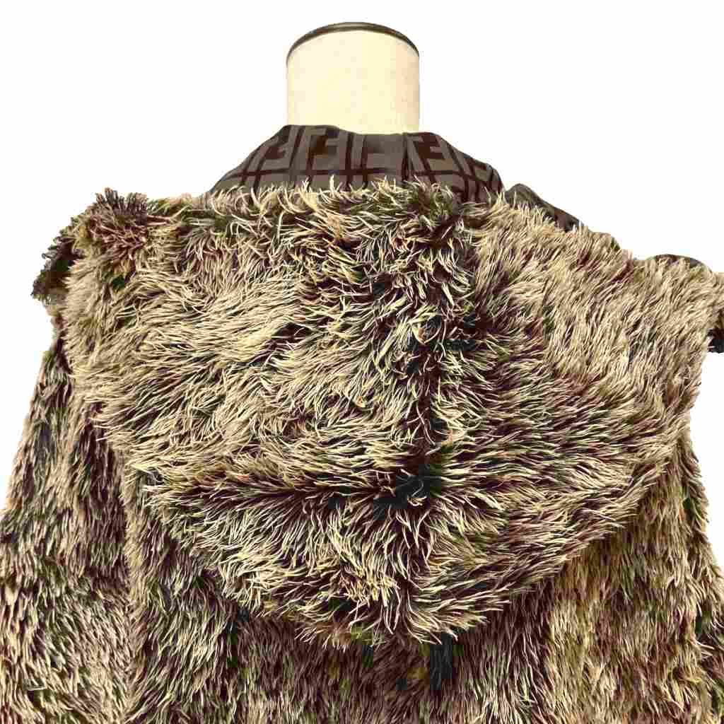 Fendi Mohair Blend Coat Vintage Lining Zucca 40 Beige