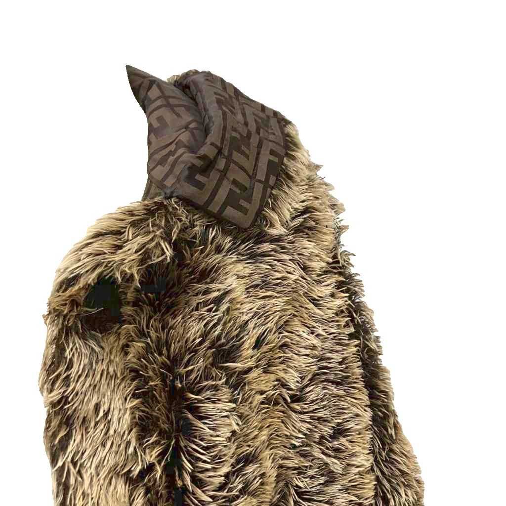 Fendi Mohair Blend Coat Vintage Lining Zucca 40 Beige