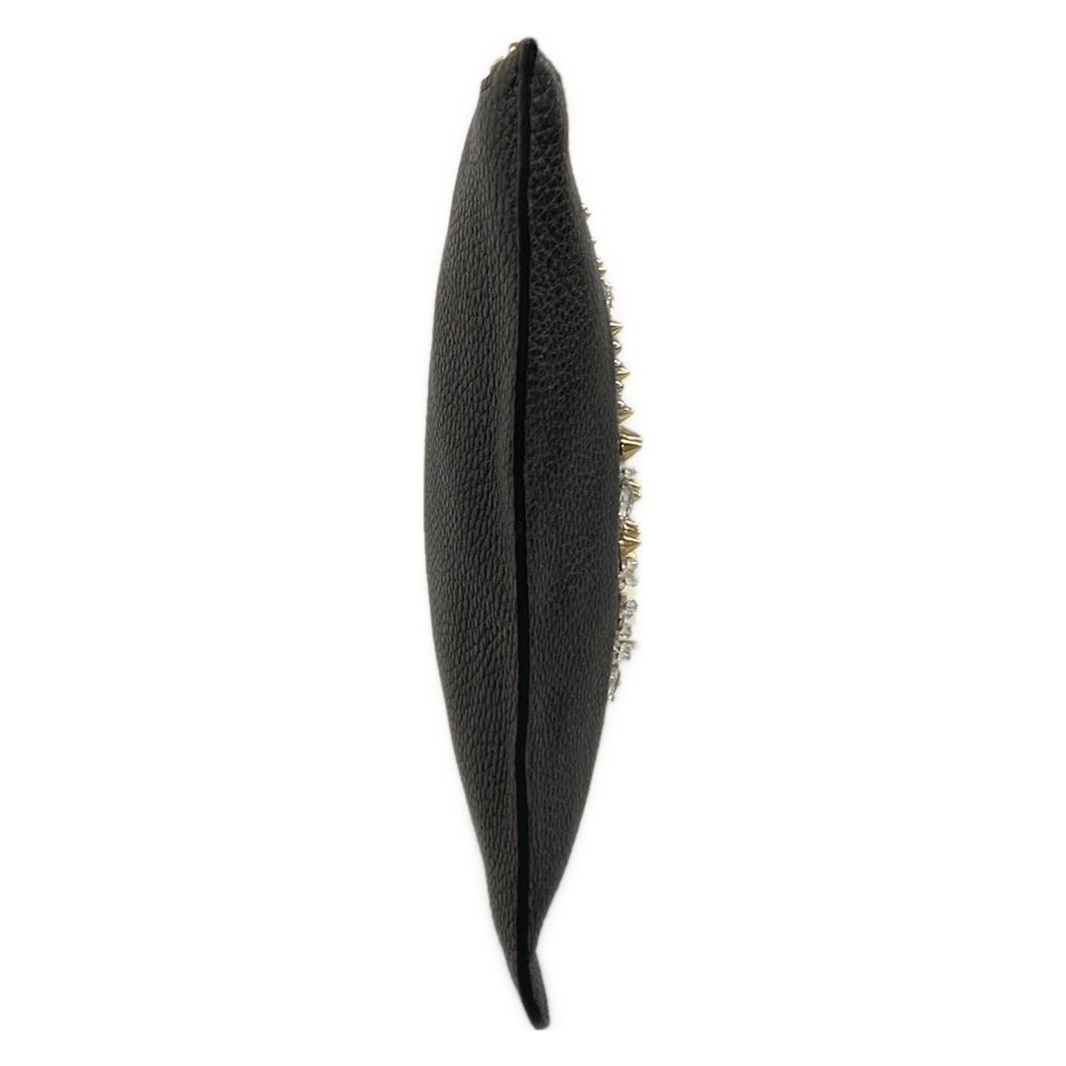 Dolce & Gabbana Clutch Black Gold Beads Bijou Studs Chien Delia Leather