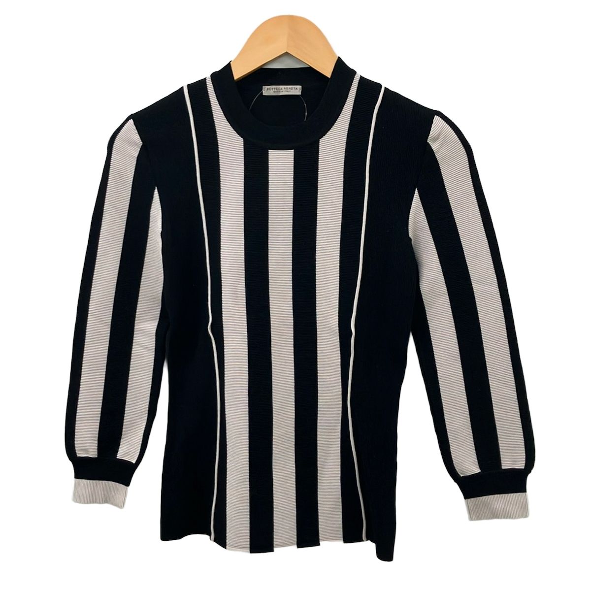 Bottega Veneta Long Sleeve Sweater 38 S Black Beige