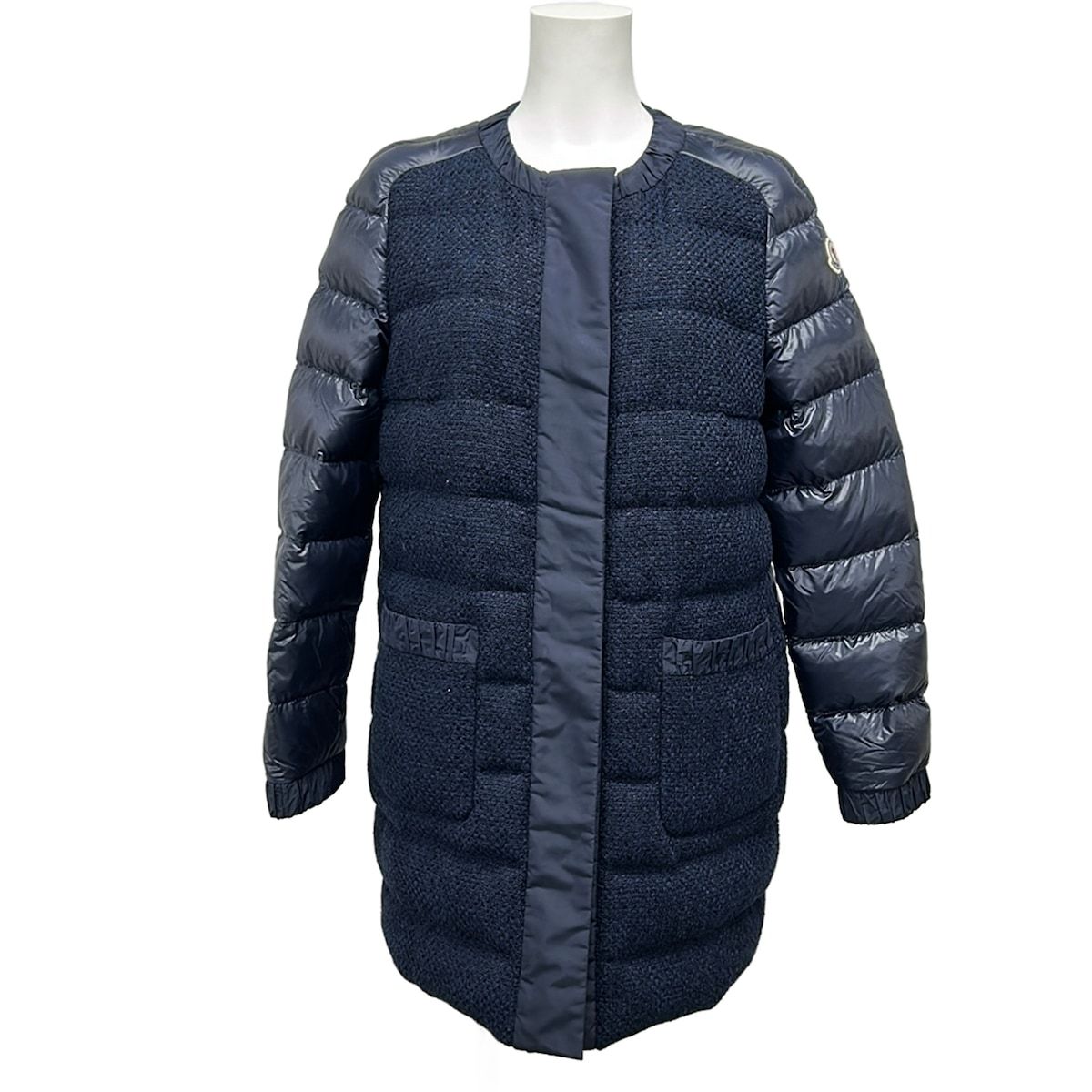 Moncler Down Jacket Coat 2 M Veulettes Giubbotto Dark Navy Winter Tweed