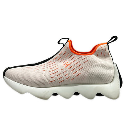 Hermes Sneakers 37.5 Cles White Black Orange Knit Logo