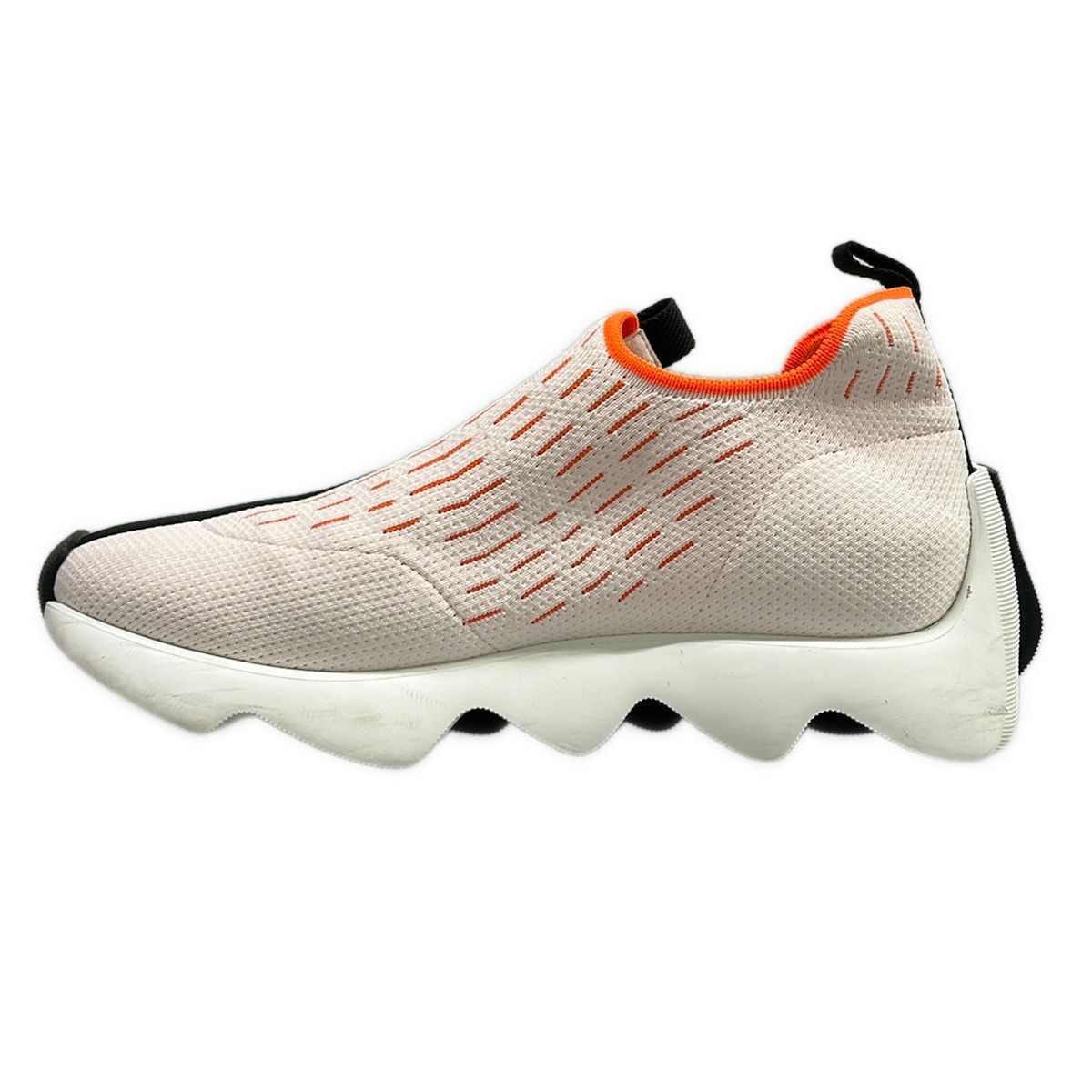 Hermes Sneakers 37.5 Cles White Black Orange Knit Logo