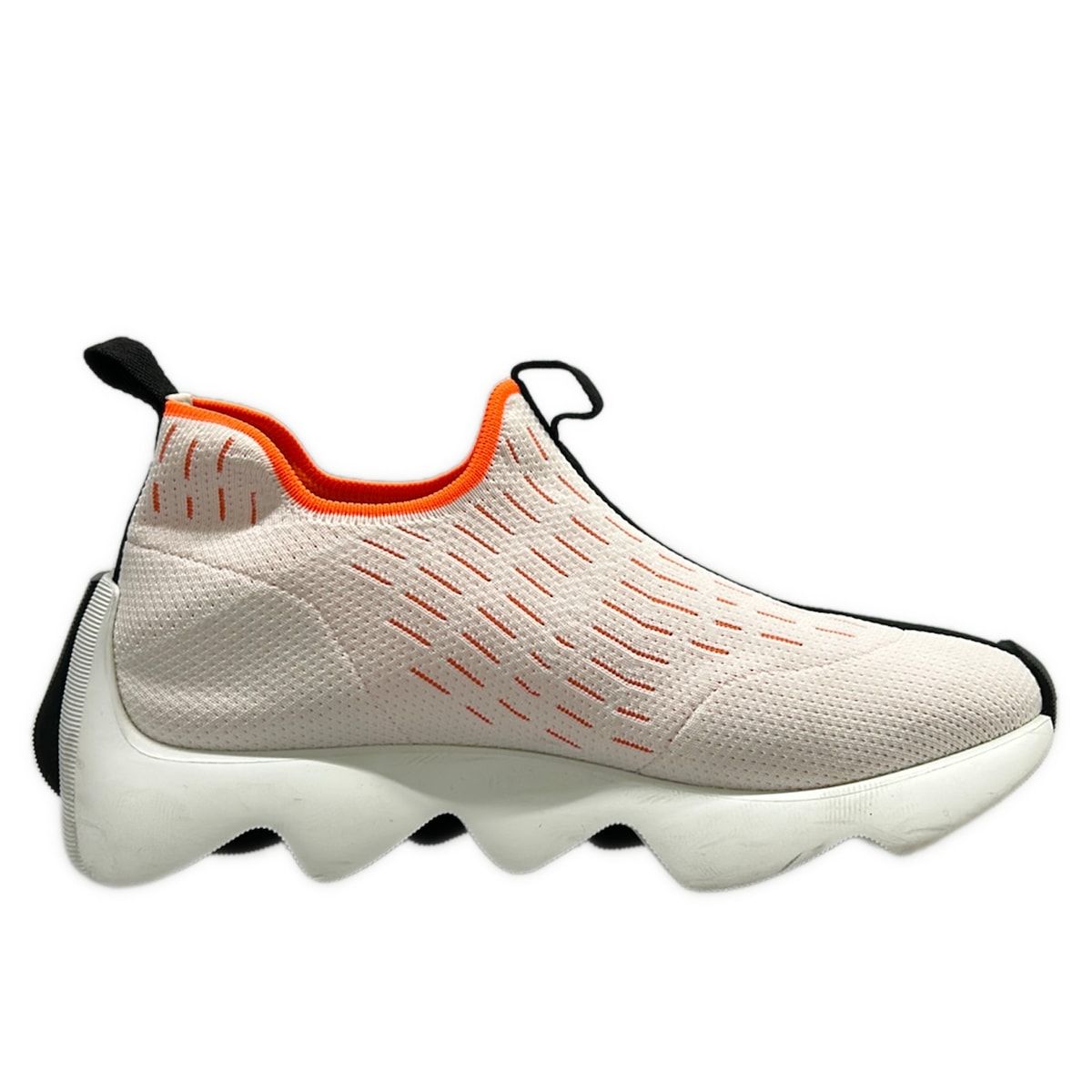Hermes Sneakers 37.5 Cles White Black Orange Knit Logo