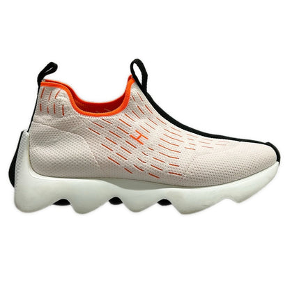 Hermes Sneakers 37.5 Cles White Black Orange Knit Logo