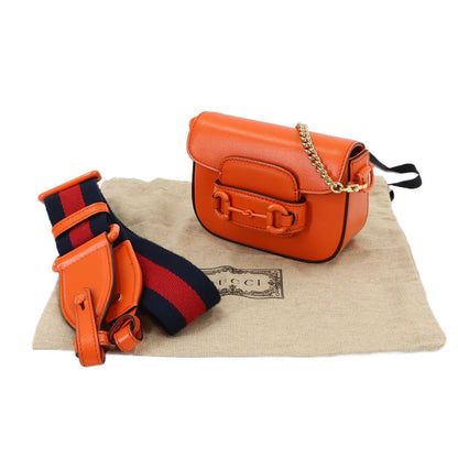 Gucci Horsebit Mini 2-Way Chain Shoulder Bag Leather Orange