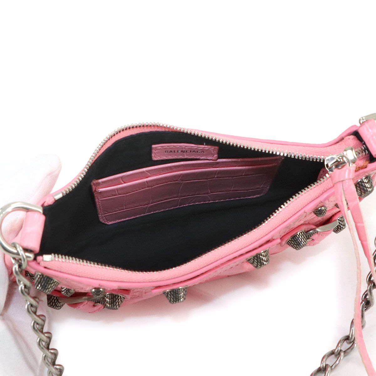 Balenciaga le Cagole Mini 2-Way Chain Shoulder Bag Leather Pink