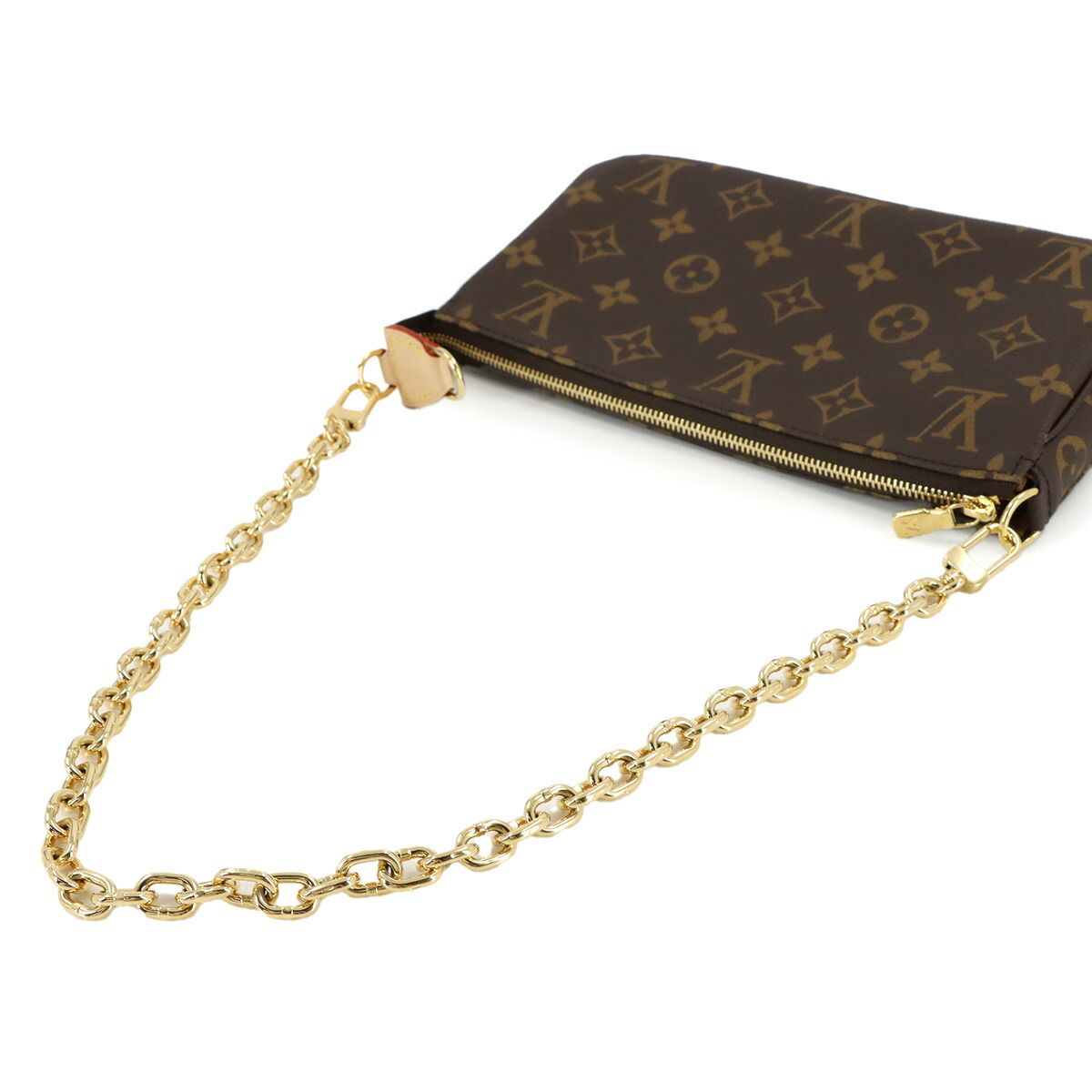 Louis Vuitton Monogram Pochette Hand Bag Brown