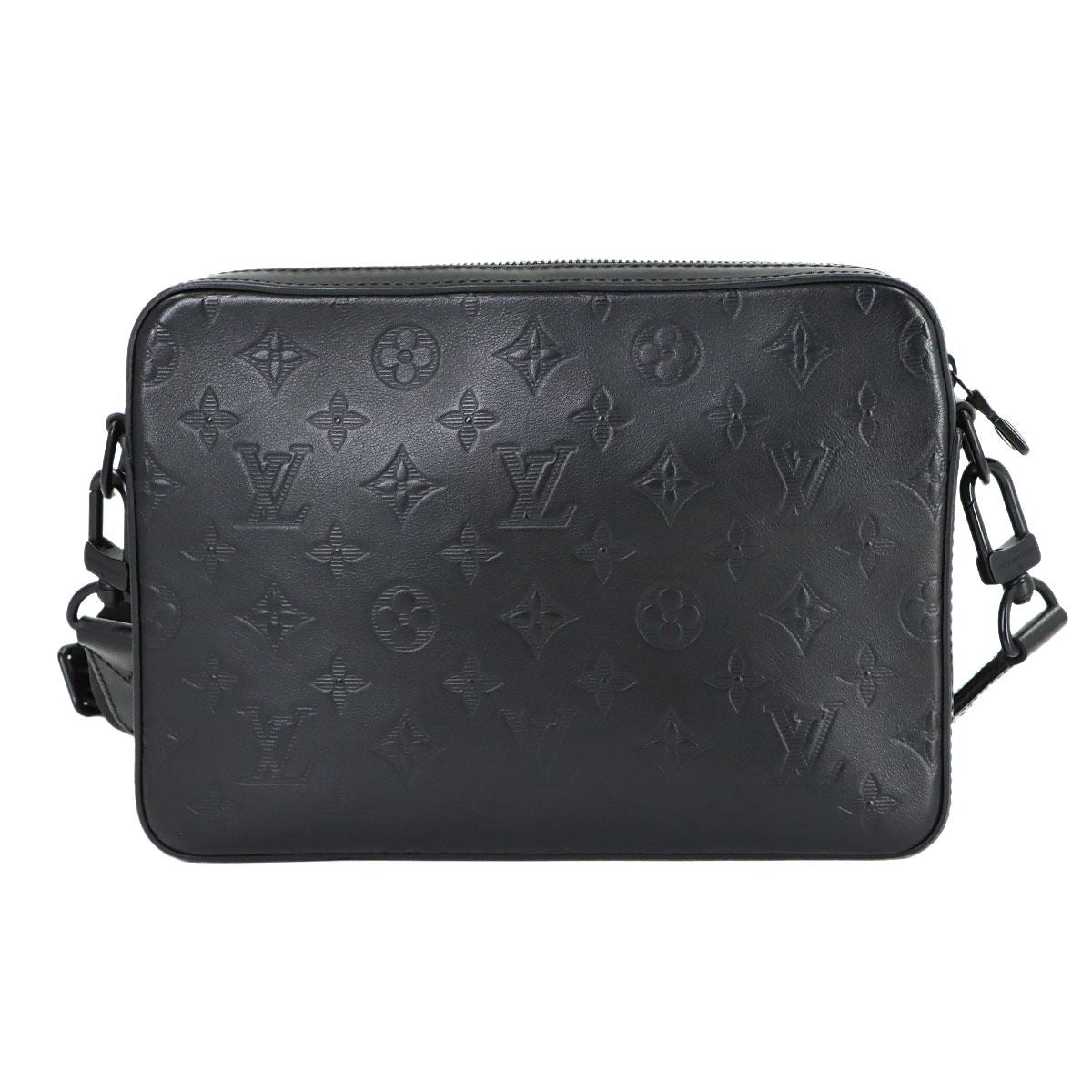Louis Vuitton Monogram Shadow Duo Messenger Shoulder Bag Leather Black