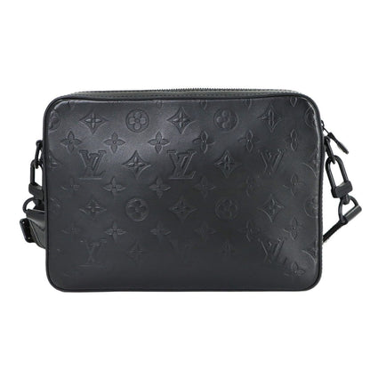 Louis Vuitton Monogram Shadow Duo Messenger Shoulder Bag Leather Black