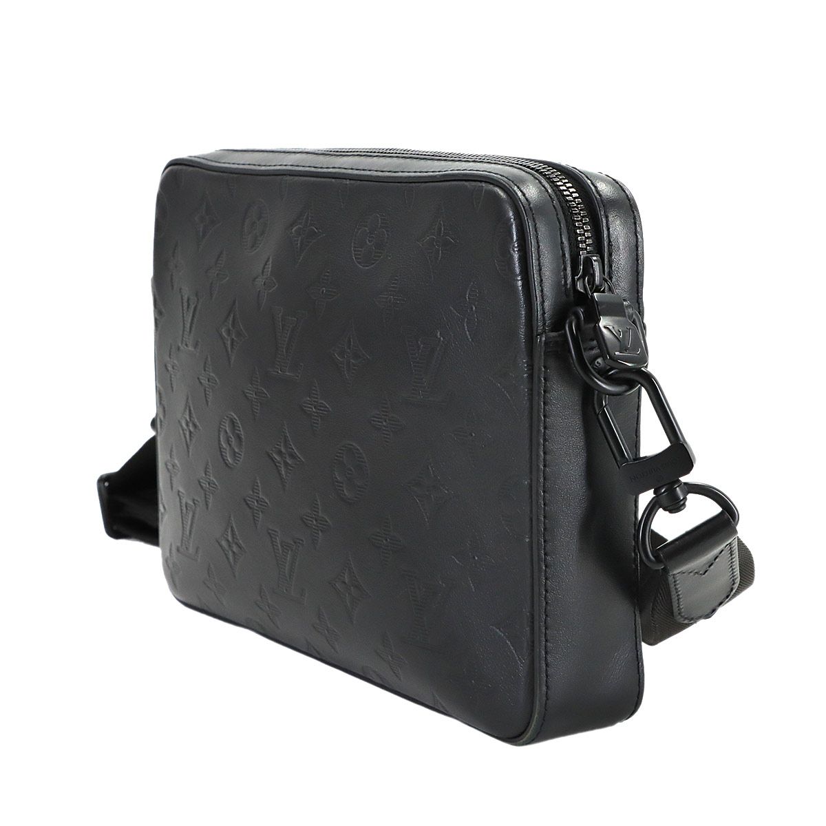Louis Vuitton Monogram Shadow Duo Messenger Shoulder Bag Leather Black