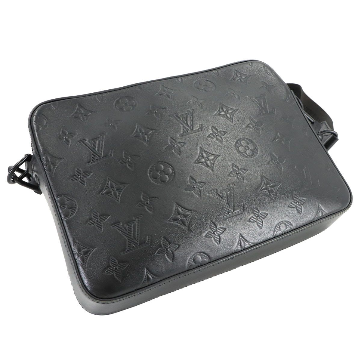 Louis Vuitton Monogram Shadow Duo Messenger Shoulder Bag Leather Black
