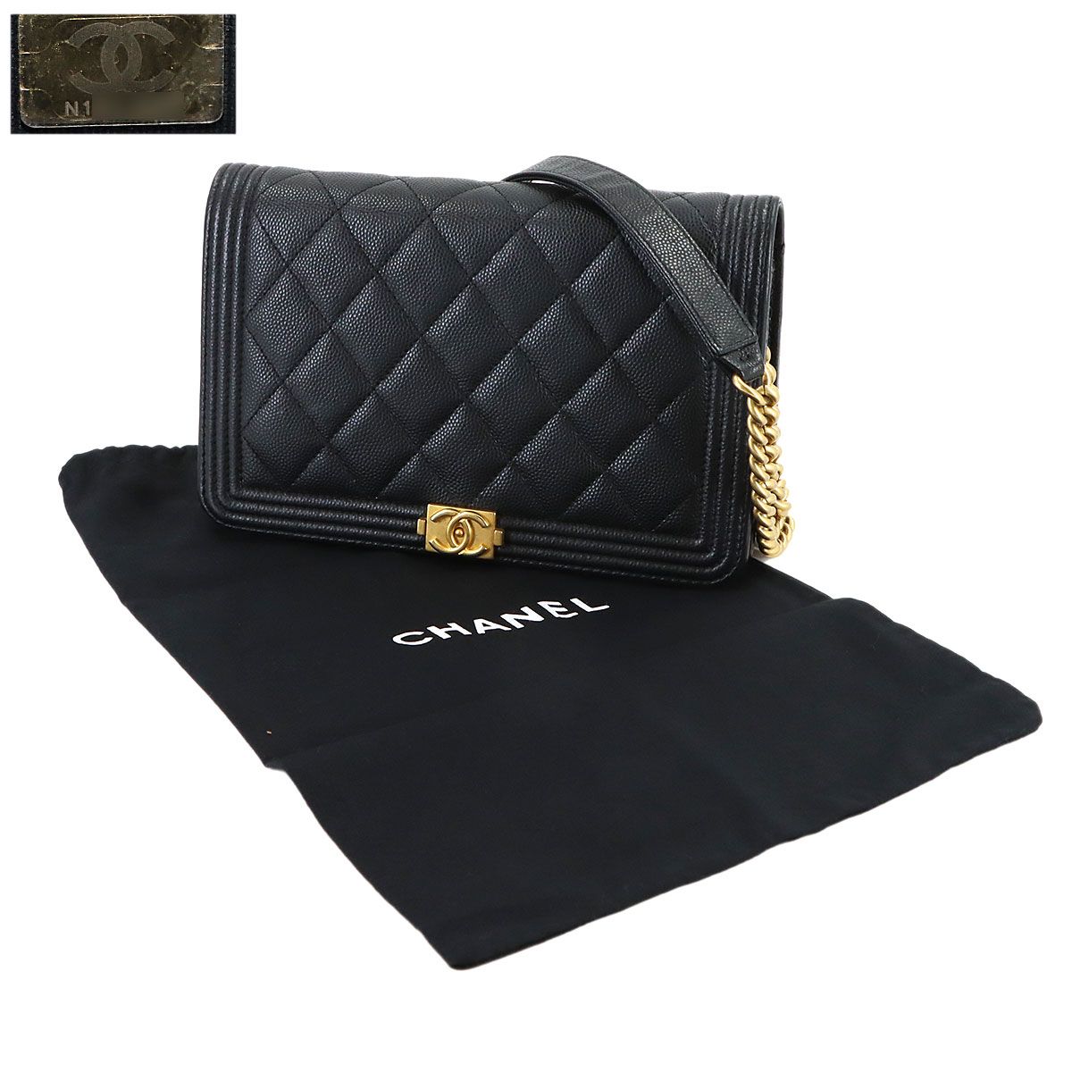 Chanel Chain Wallet Caviar Leather Black