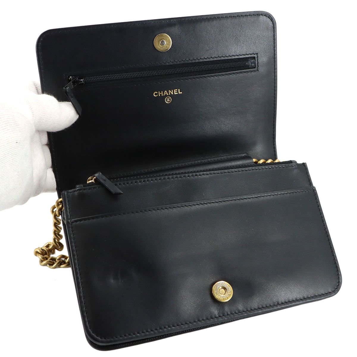 Chanel Chain Wallet Caviar Leather Black