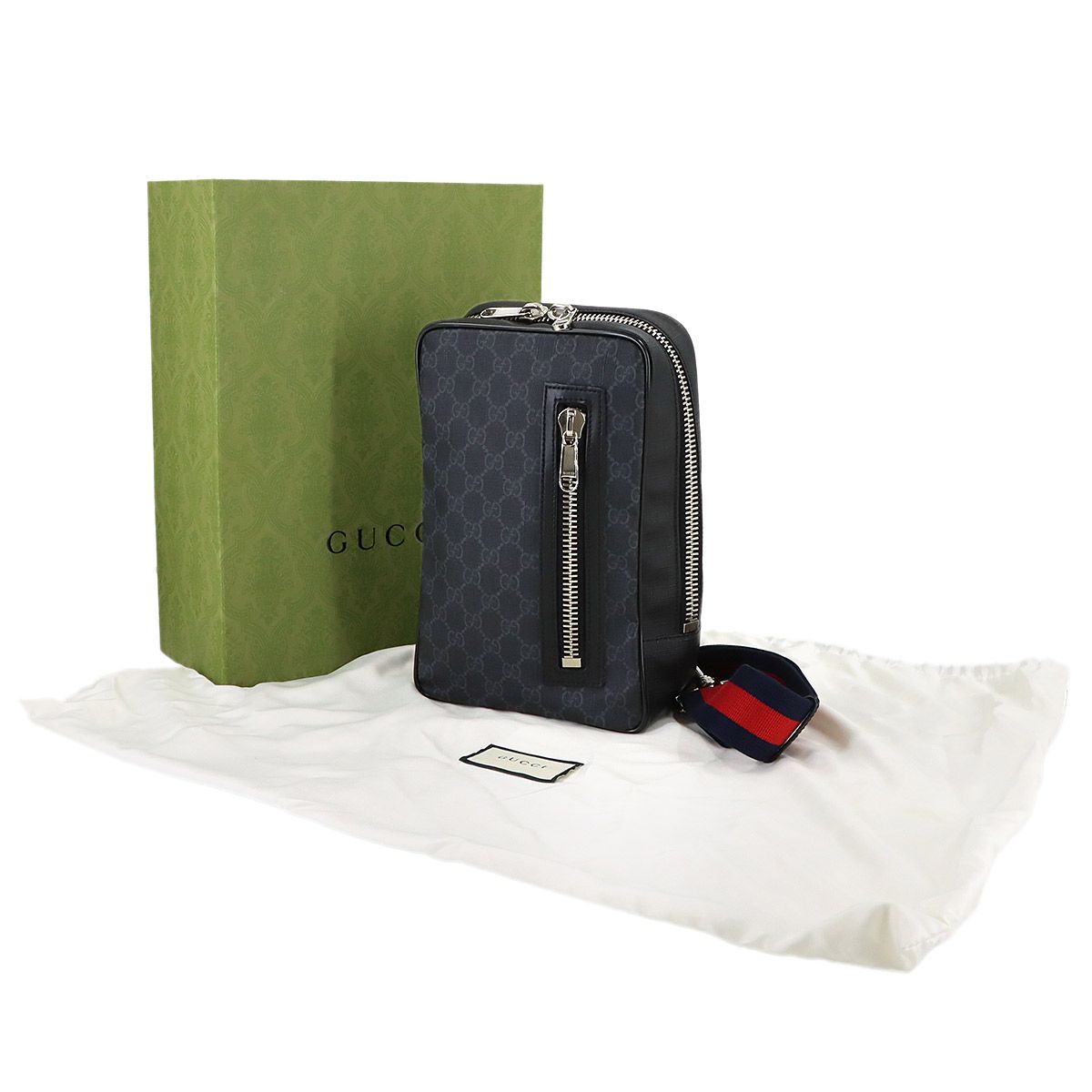 Gucci Soft GG Supreme Belt Bag Ring Bag Black Silver