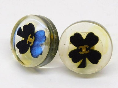 Chanel Plastic Earrings Clover