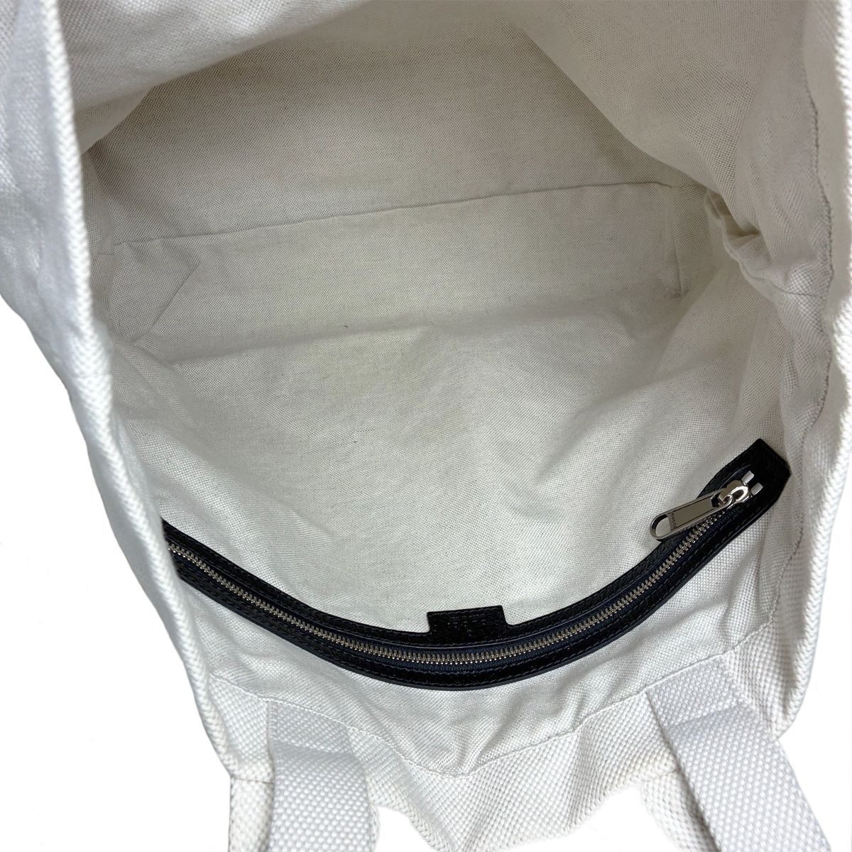 Gucci Canvas Tote with Embossed Detail Lido Ivory Black 2-Way