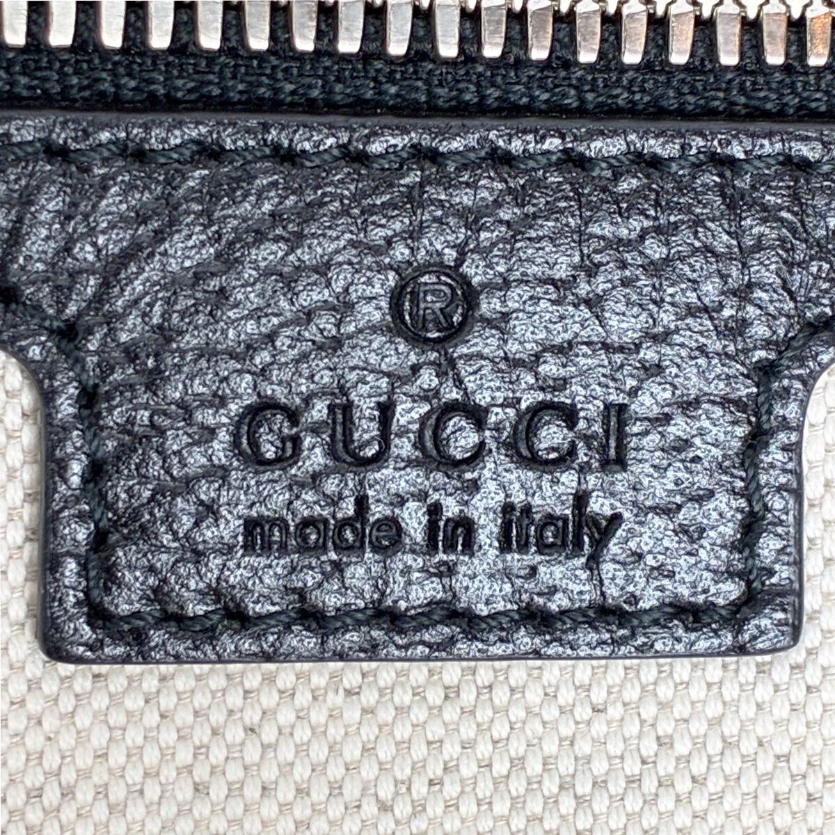 Gucci Canvas Tote with Embossed Detail Lido Ivory Black 2-Way