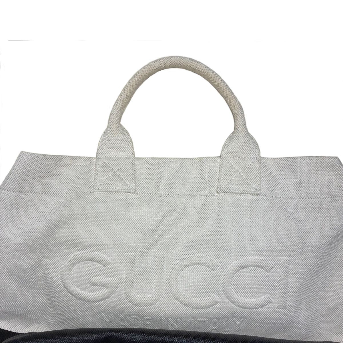 Gucci Canvas Tote with Embossed Detail Lido Ivory Black 2-Way