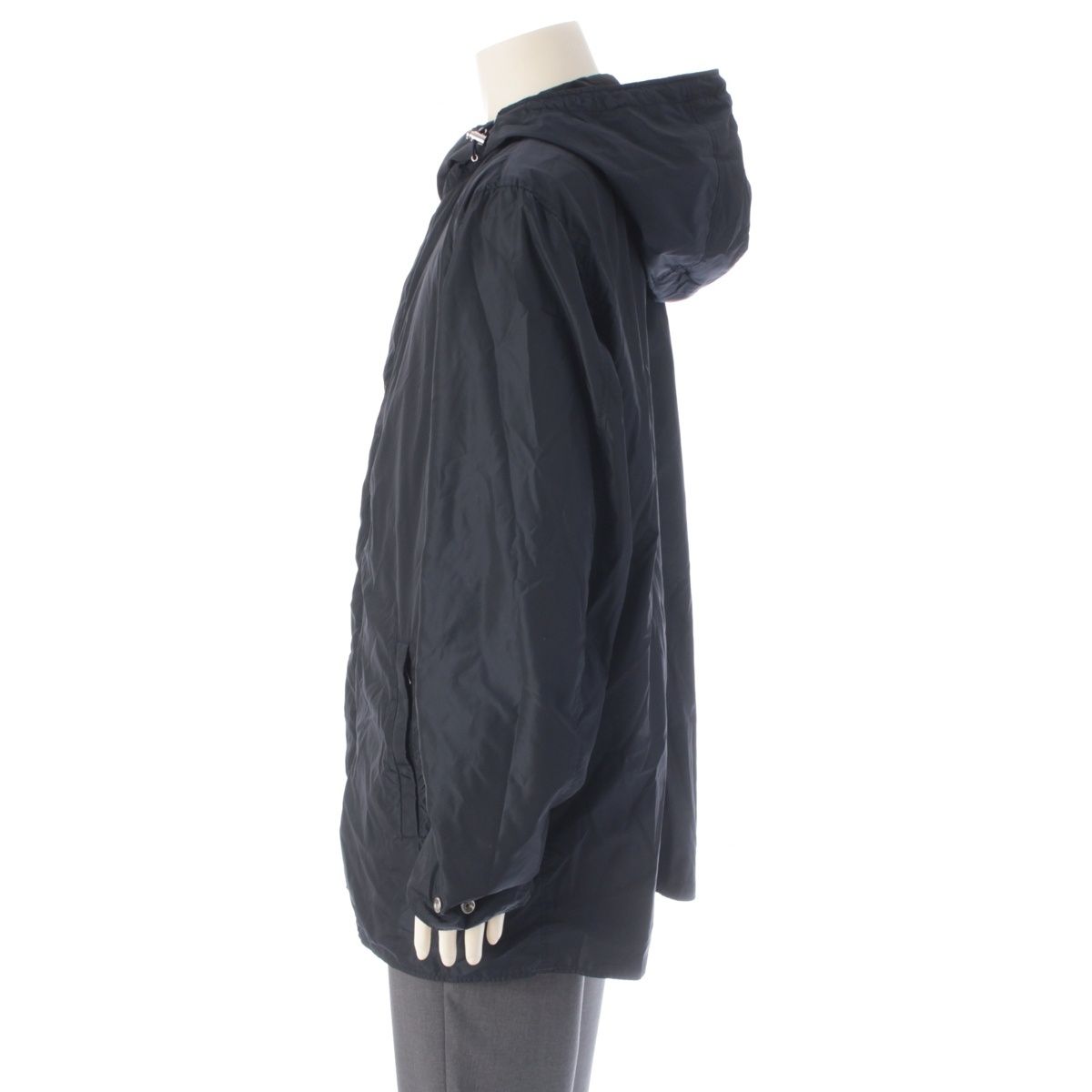 Prada Reversible Hooded Nylon Jacket Coat Black Navy 54