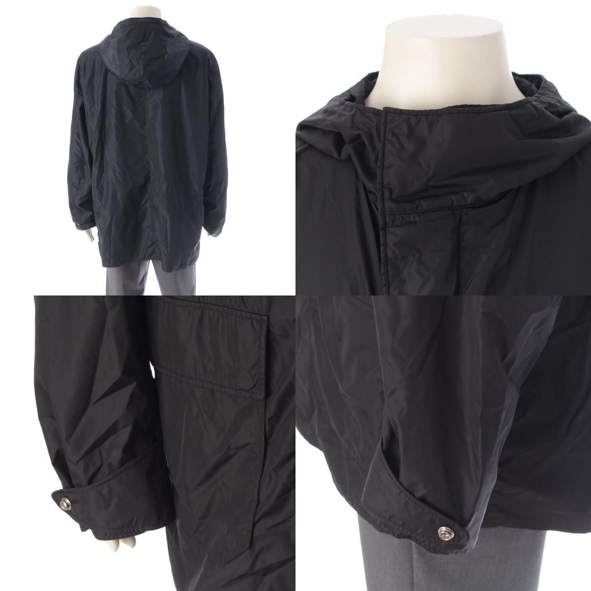 Prada Reversible Hooded Nylon Jacket Coat Black Navy 54