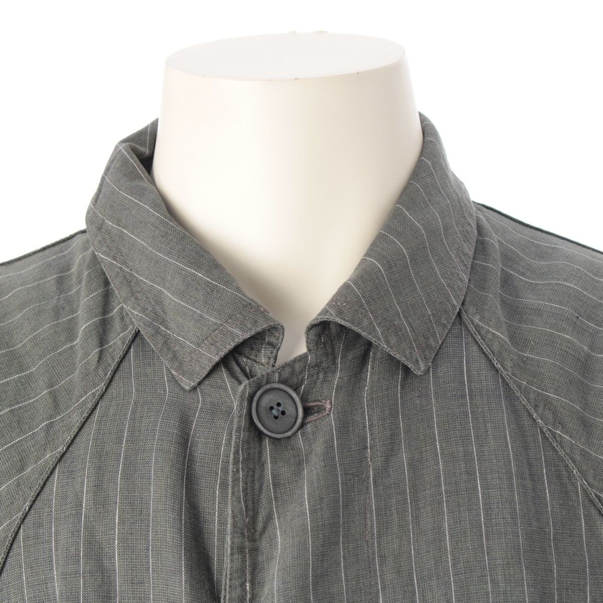 Versace Gianni Linen Unlined Long Coat Gray White