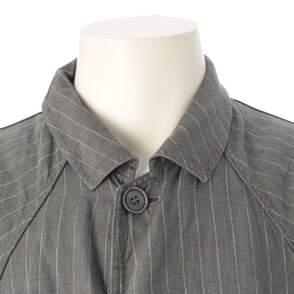 Versace Gianni Linen Unlined Long Coat Gray White
