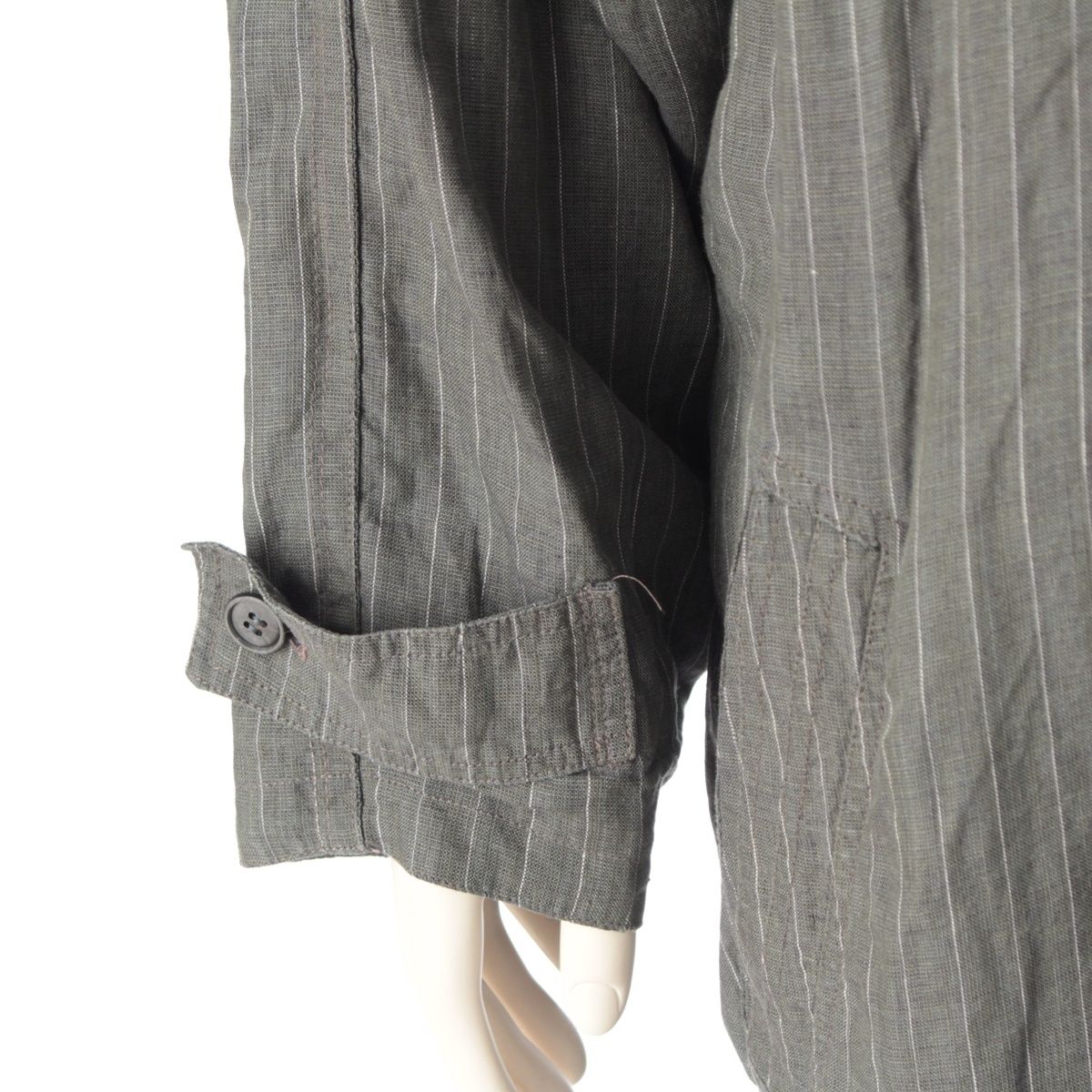 Versace Gianni Linen Unlined Long Coat Gray White