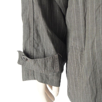 Versace Gianni Linen Unlined Long Coat Gray White