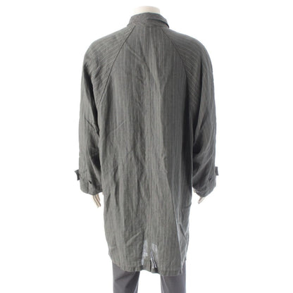 Versace Gianni Linen Unlined Long Coat Gray White