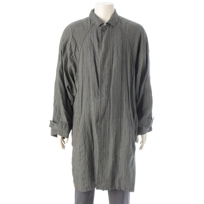 Versace Gianni Linen Unlined Long Coat Gray White