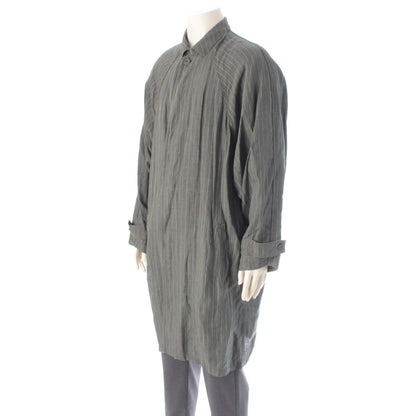 Versace Gianni Linen Unlined Long Coat Gray White