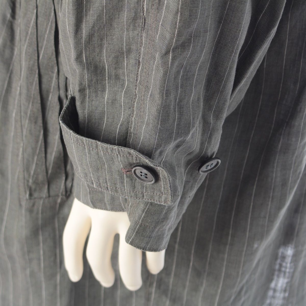 Versace Gianni Linen Unlined Long Coat Gray White