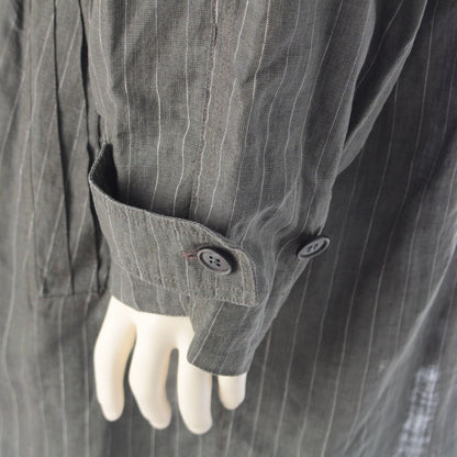 Versace Gianni Linen Unlined Long Coat Gray White