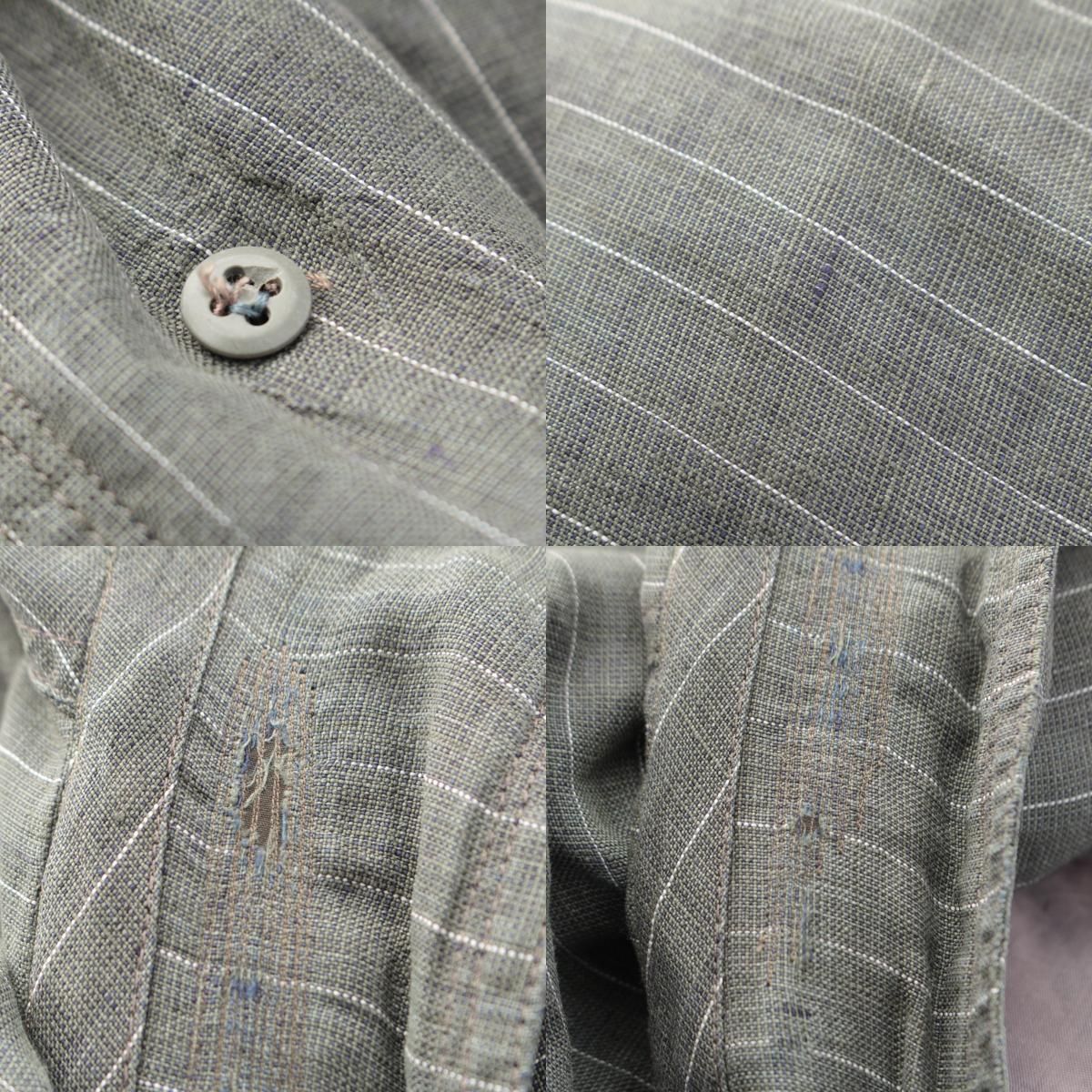 Versace Gianni Linen Unlined Long Coat Gray White