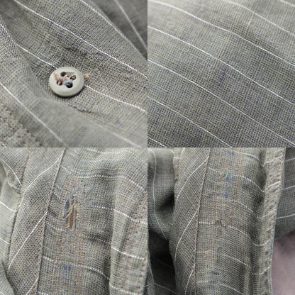 Versace Gianni Linen Unlined Long Coat Gray White
