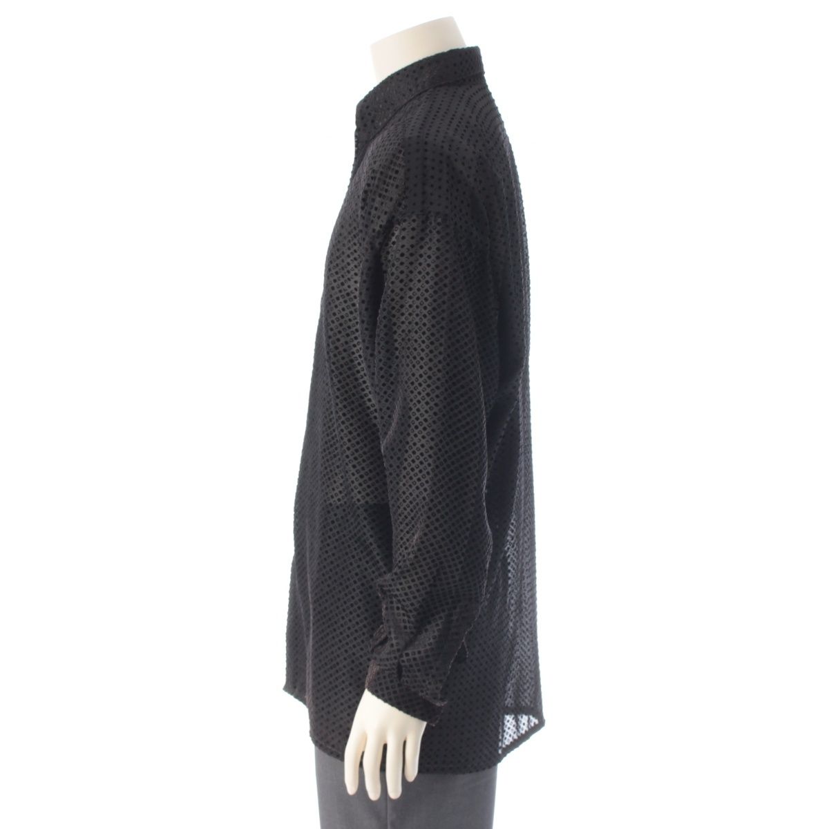 Versace Gianni Velour Sheer Oversize All Over Pattern Long Sleeve Shirt Top