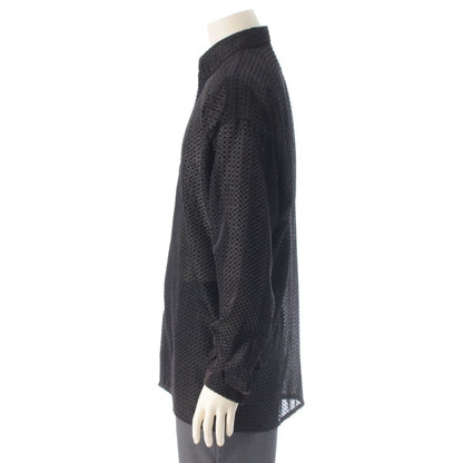 Versace Gianni Velour Sheer Oversize All Over Pattern Long Sleeve Shirt Top