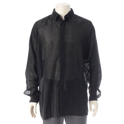 Versace Gianni Velour Sheer Oversize All Over Pattern Long Sleeve Shirt Top