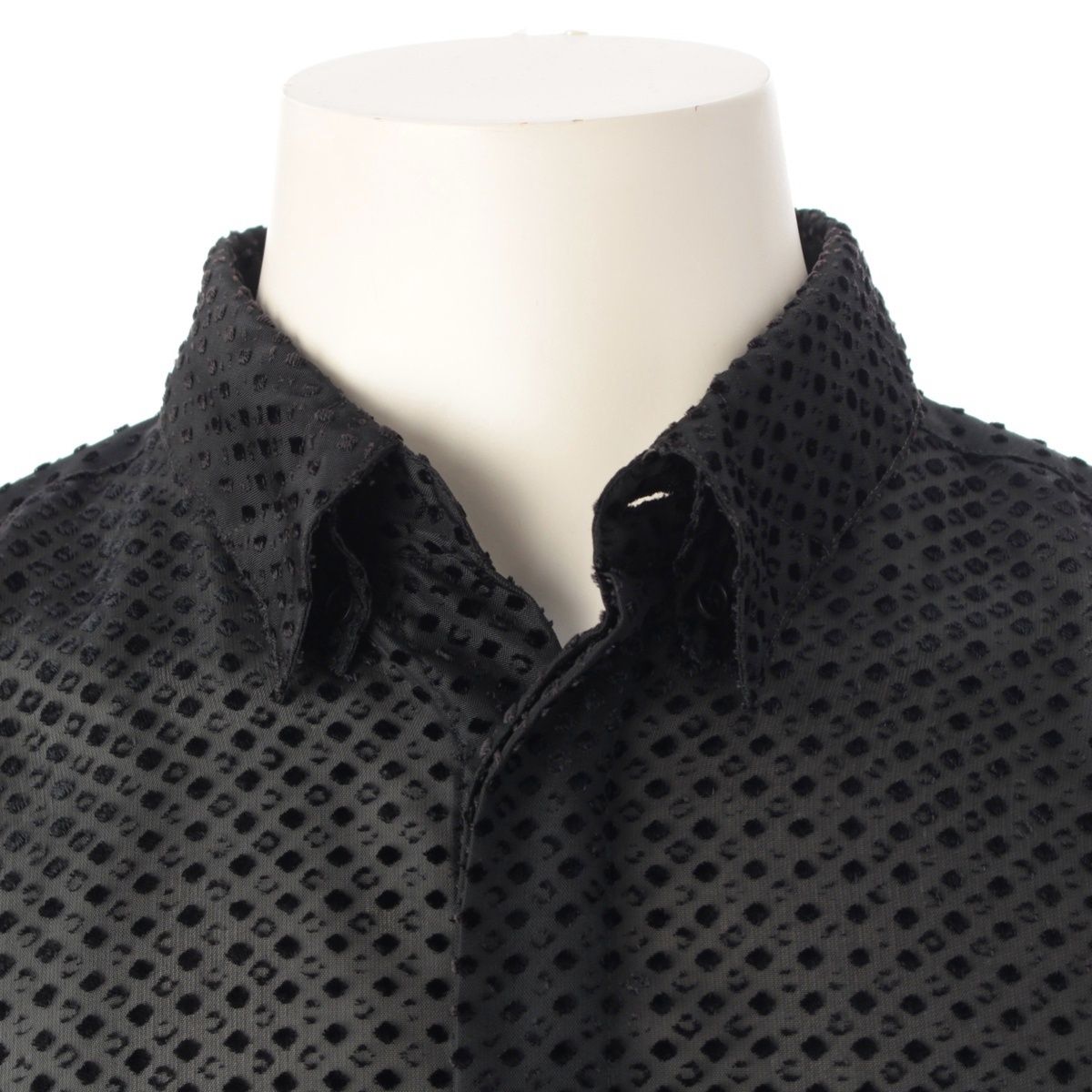 Versace Gianni Velour Sheer Oversize All Over Pattern Long Sleeve Shirt Top