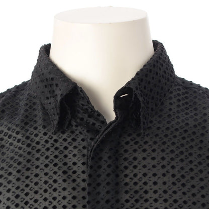 Versace Gianni Velour Sheer Oversize All Over Pattern Long Sleeve Shirt Top