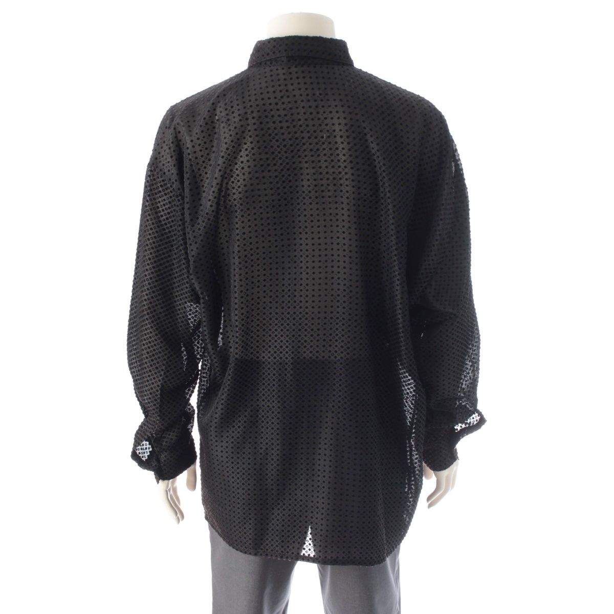 Versace Gianni Velour Sheer Oversize All Over Pattern Long Sleeve Shirt Top
