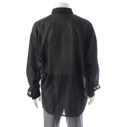 Versace Gianni Velour Sheer Oversize All Over Pattern Long Sleeve Shirt Top